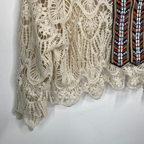 LF Native Rose Erin Cream Woven Embroidered Top Women's Size Medium/Large NWT - Picture 4 of 8